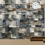 3D Rendering Geometric Mosaic Wallpaper